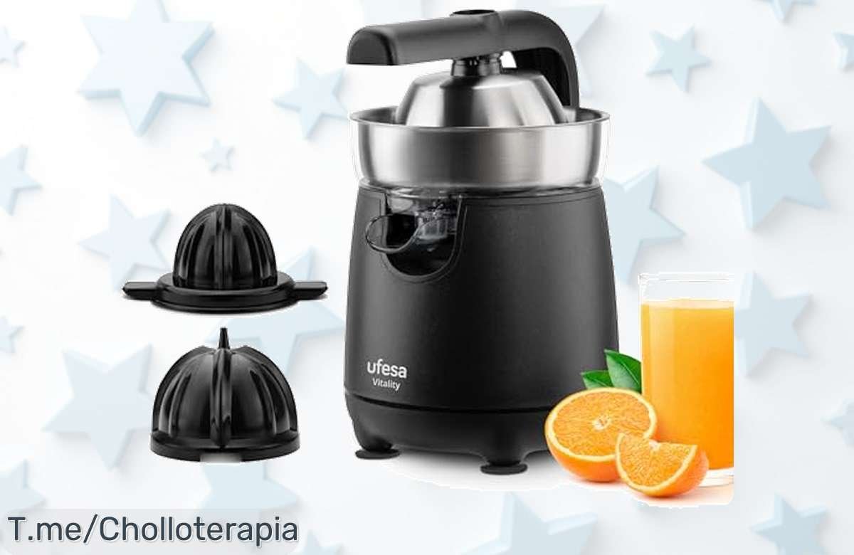 Exprimidor Eléctrico Ufesa Vitality: Jugo delicioso en segundos y limpieza exprés sin líos. ¡Aprovecha este ofertón antes de que se agote, no te quedes sin el tuyo!