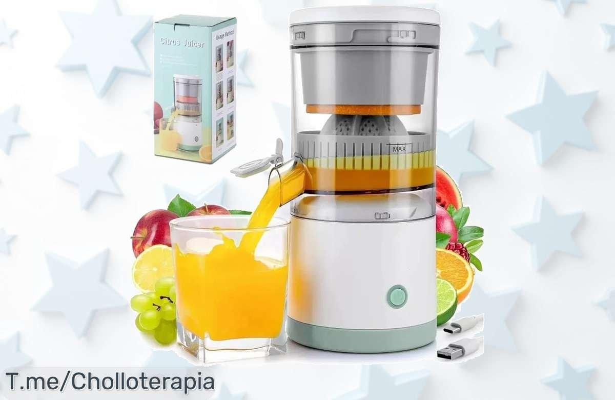 Exprimidor eléctrico portátil a precio loco: disfruta jugos frescos al instante y transforma tu salud con cada sorbo. ¡Aprovecha este ofertón antes de que se agote!