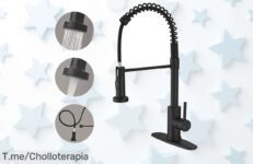 Grifo de cocina negro mate con pulverizador giratorio a precio loco ¡Instala en 15 minutos y transforma tu hogar! No te quedes sin el tuyo, compra ya antes que se agote