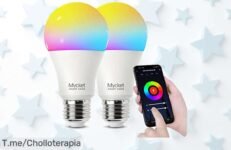 Haz que tu hogar brille con la bombilla WiFi E27, ¡16 millones de colores para encender tu vida! Aprovecha este ofertón y lleva 2 a un precio loco antes de que se acaben