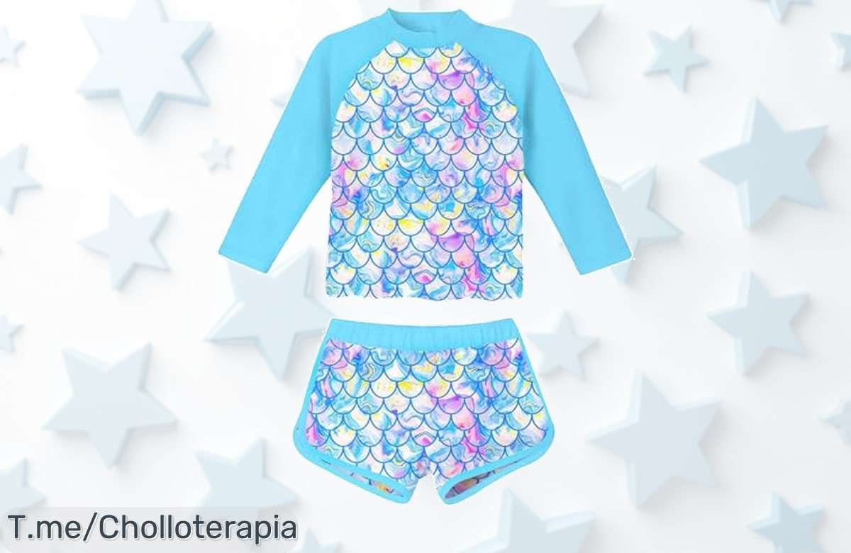 Haz que tu niña brille este verano con el bañador de dos piezas más chulo y protegido, aprovecha el super chollo antes de que se agote ¡Actúa ya!