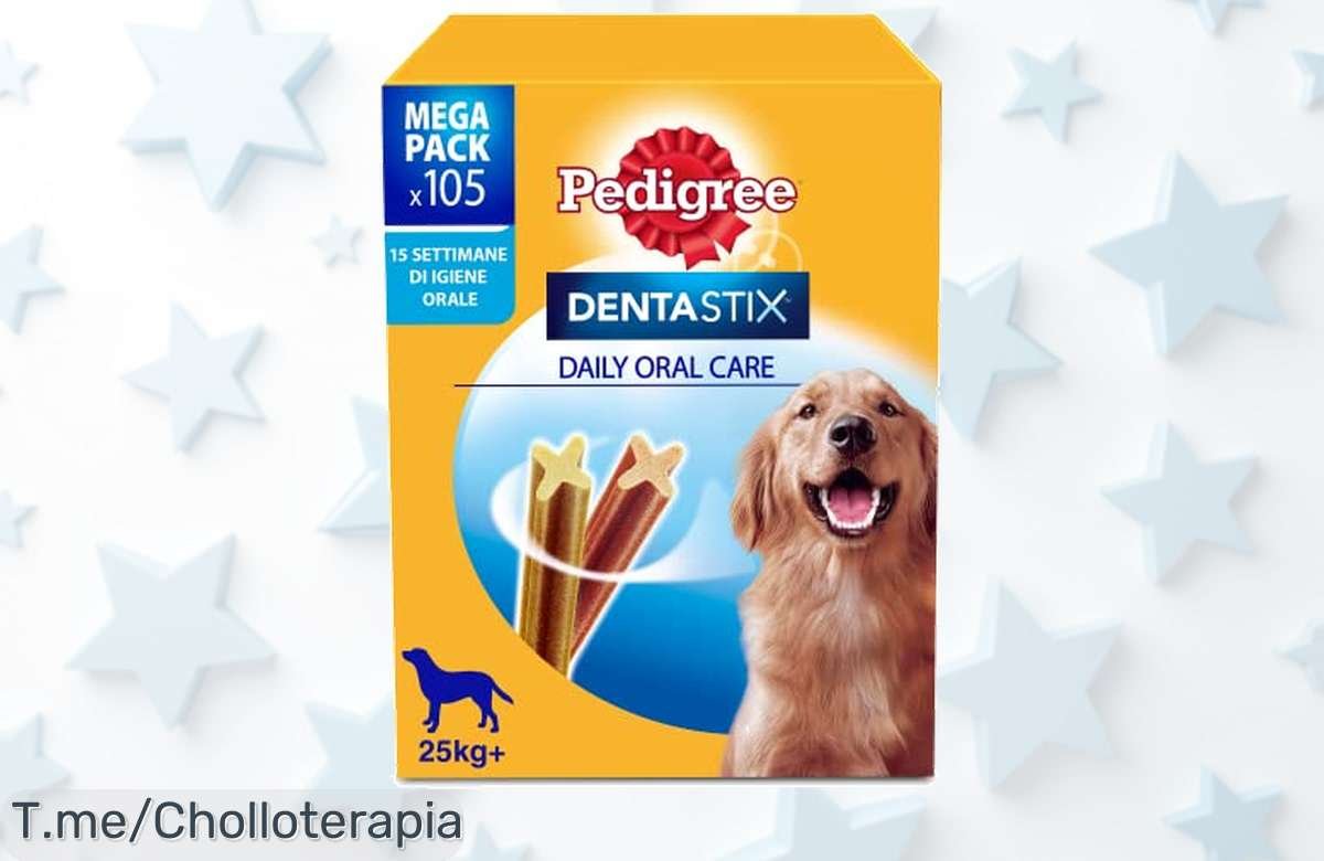 Haz que tu perro sonría con Pedigree Dentastix: 105 snacks irresistibles para dientes limpios y una higiene dental perfecta. ¡No dejes pasar este ofertón, compra ya!