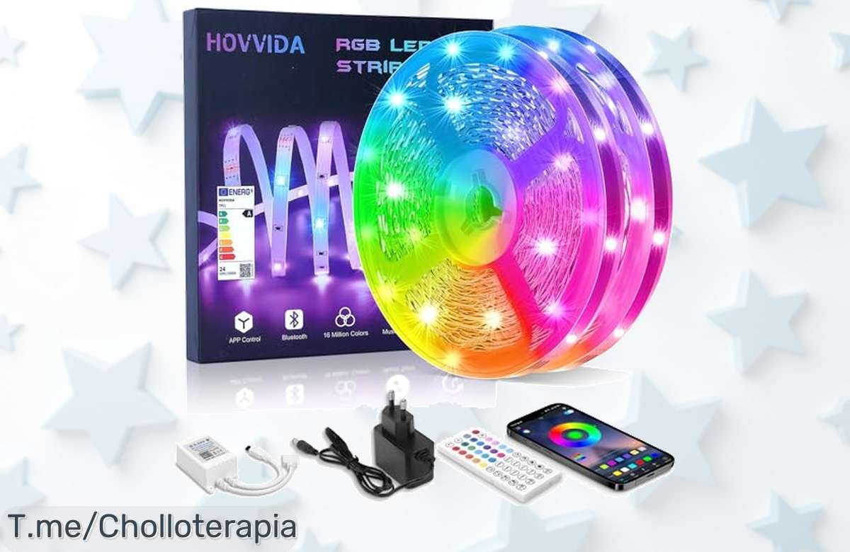 Ilumina tus noches con la HOVVIDA Tira LED 20M, controla las luces desde tu móvil y convierte tus fiestas en un espectáculo. ¡No dejes pasar este super chollo antes de que se agote!