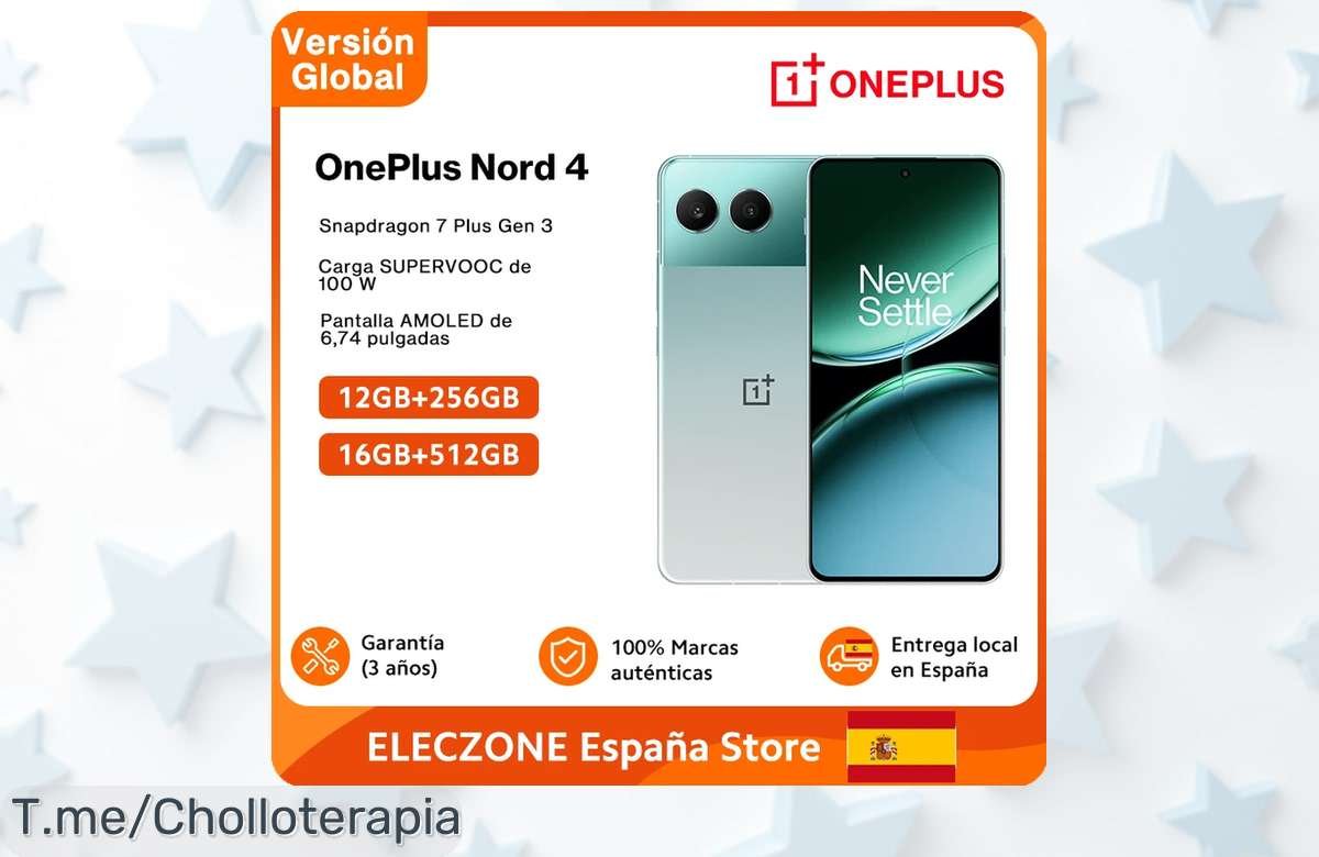 Impulsa tu vida con el OnePlus Nord 4: Carga rápida, pantalla increíble y cámara de 50MP a un precio loco. ¡Super chollo! Aprovecha esta oferta antes que se agote ya!