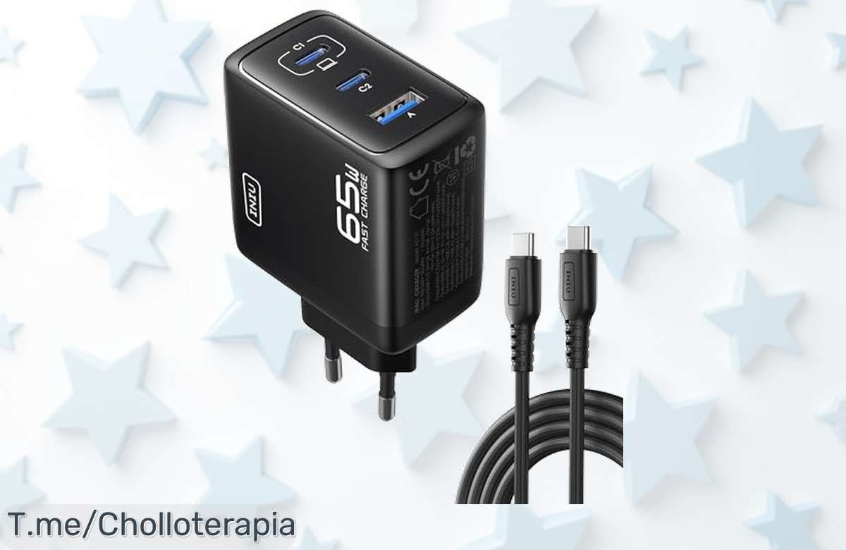 Increíble cargador INIU 65W con 3 puertos, carga tus dispositivos a la velocidad del rayo y aprovecha este super chollo hoy antes de que se agote ¡no te quedes sin el tuyo!