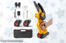 Mini motosierra eléctrica a batería 8000mAh con motor potente de 800W y cambio de cadena sin herramientas, ¡ofertón limitado que no puedes dejar escapar!