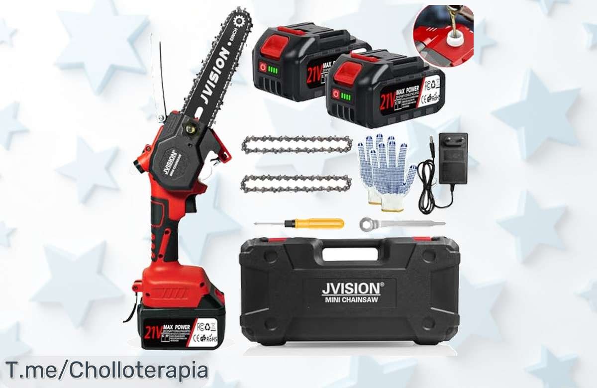 Mini motosierra eléctrica de 6 pulgadas con 2 baterías a un precio loco, podar árboles es fácil y seguro. ¡Aprovecha este ofertón antes de que se acaben las unidades!