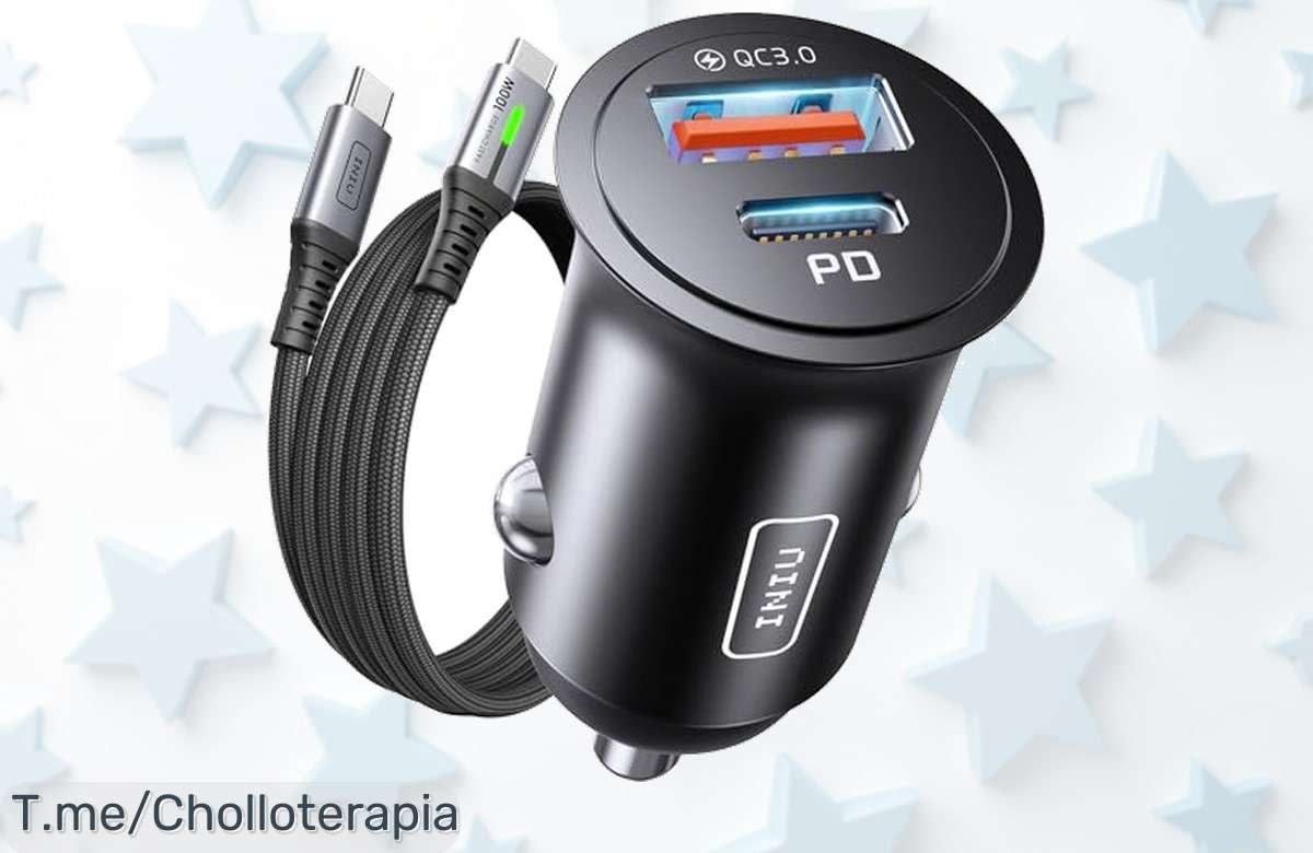 Potente cargador de coche con carga rápida 60W y cable incluido, ¡super chollo que no puedes dejar pasar! Aprovecha el descuento brutal por tiempo limitado y compra ya.