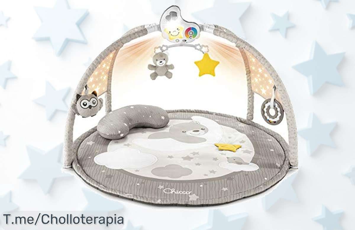 Regala a tu bebé risas y calma con el Gimnasio Chicco 3en1, luces mágicas y música relajante. ¡Aprovecha este super chollo antes de que se agote!