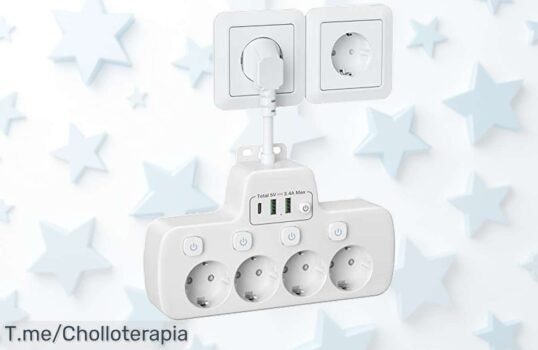 Regleta múltiple con 4 tomas y 3 puertos USB a un precio loco, enchufa todo lo que quieras y ahorra ¡No dejes pasar este ofertón, oferta limitada!