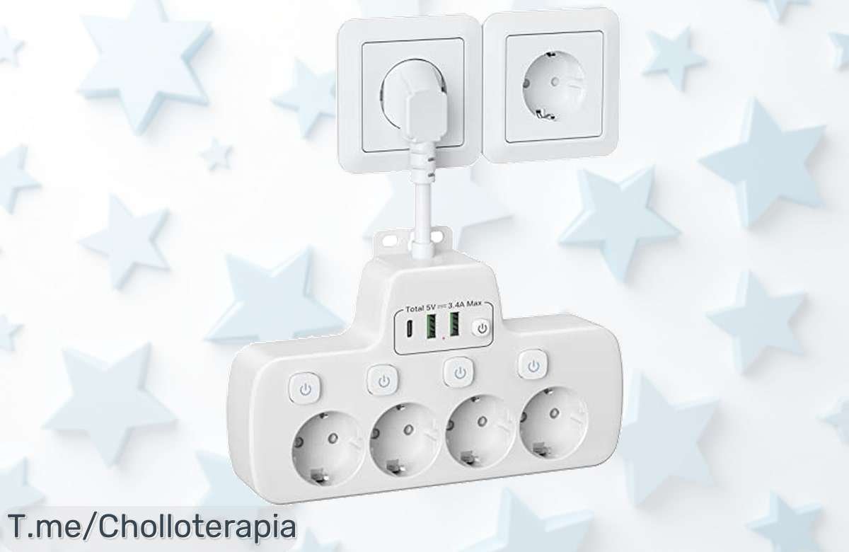 Regleta múltiple con 4 tomas y 3 puertos USB a un precio loco, enchufa todo lo que quieras y ahorra. ¡No dejes pasar este ofertón, oferta limitada!