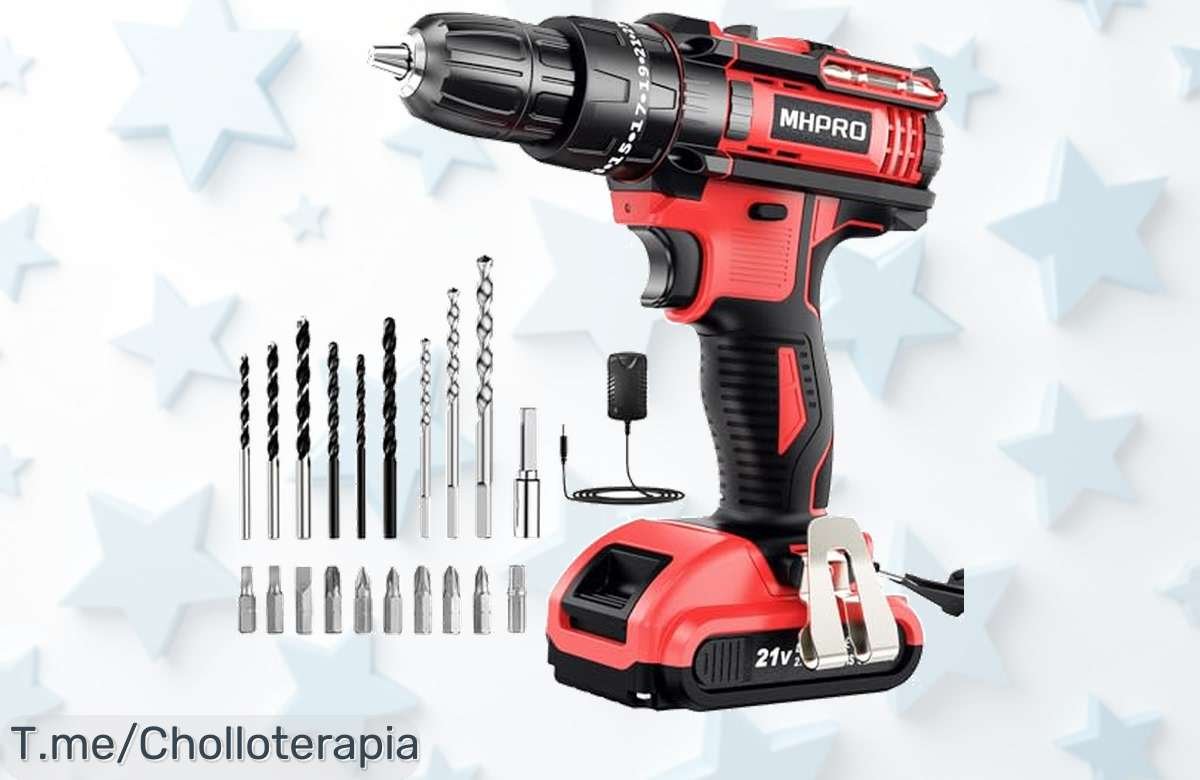 Taladro Percutor a Batería 21V con luz LED y 23 accesorios, ¡ofertón exclusivo! Aprovecha el precio loco antes de que se agote, las unidades vuelan y tú mereces lo mejor.
