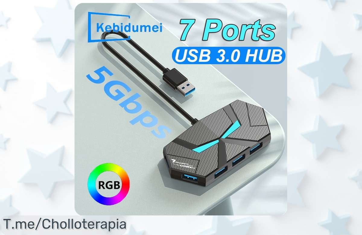 Transforma tu conexión con el increíble HUB USB 3.0 de 7 puertos a un precio loco, velocidad brutal y stock limitado: ¡compra ya este ofertón antes de que se acabe!