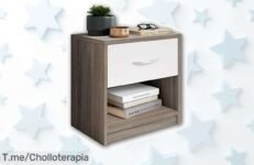Transforma tu dormitorio con la mesilla PEPE: diseño moderno y funcional, amplia capacidad y montaje fácil ¡No dejes pasar este ofertón limitado que hará brillar tu habitación!
