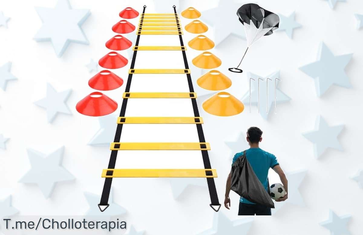 Transforma tu entrenamiento con el Kit TNOMSNO: escalera, 12 conos y paraguas de resistencia a un precio loco. Mejora tu rendimiento ya, ¡oferta limitada!