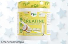 Transforma tu entrenamiento con la creatina Creapure Piña Colada, un sabor irresistible sin azúcares y aprovecha este ofertón único antes de que se agote ¡Compra ahora!