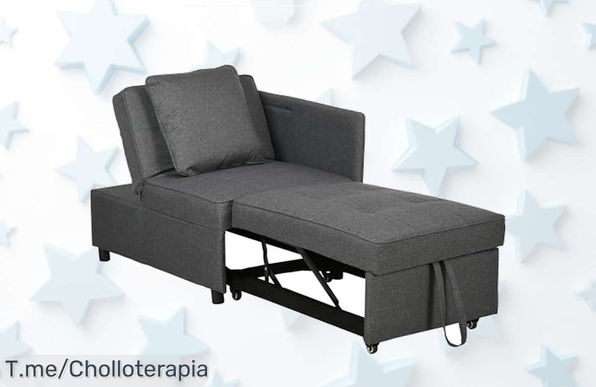 Transforma tu espacio con el sofá cama 3 en 1, un super chollo que se convierte en cama al instante y es fácil de mover. ¡Aprovecha este ofertón antes de que se agote!