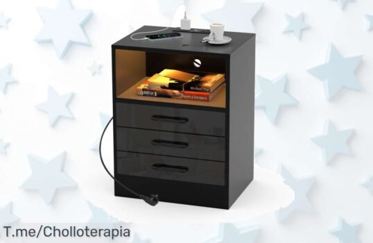 Transforma tu habitación con la mesita de noche LED blanca que todos desean: 3 cajones para un almacenamiento espectacular ¡Aprovecha este ofertón limitado antes de que se agote!
