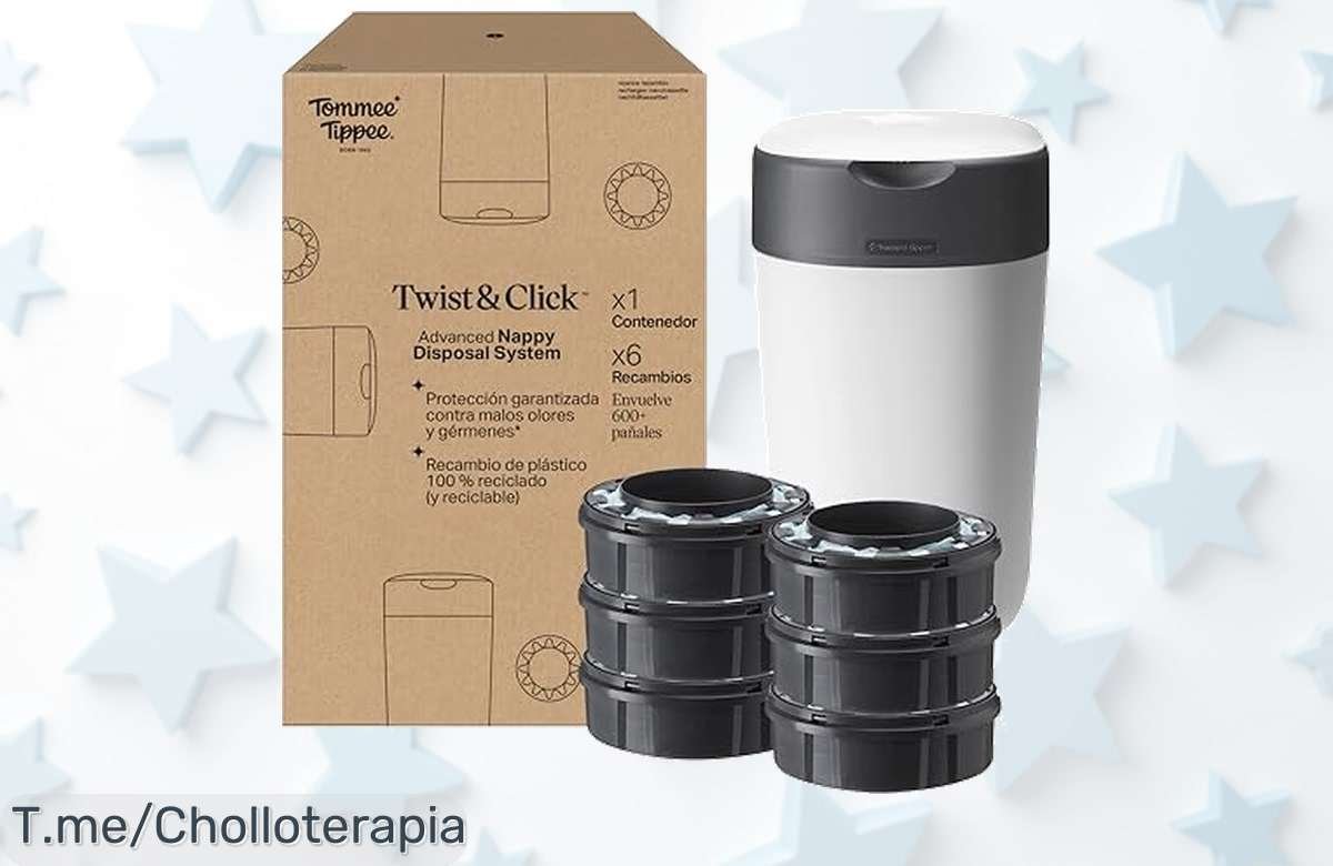 Transforma tu hogar con el Contenedor Twist & Click de Tommee Tippee, un super chollo que elimina olores y guarda 33 pañales. Oferta limitada, ¡actúa ya!