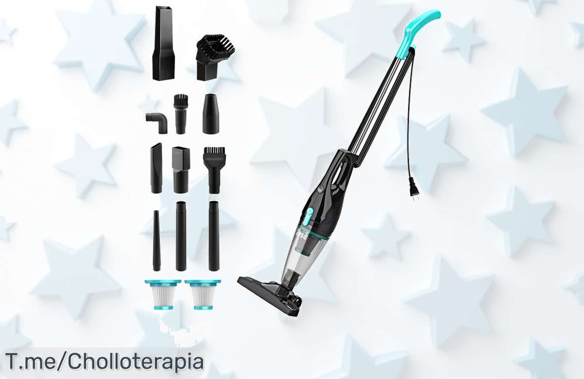 Transforma tu hogar con la INSE-Aspiradora Escoba R3S: 16 kPa de potencia y 11 accesorios para una limpieza fácil. ¡No te pierdas este ofertón, compra ya!