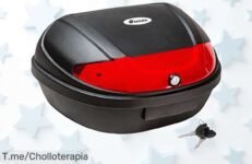 Transforma tus viajes con el baúl TecTake: ¡Capacidad para 2 cascos, seguridad total y visibilidad brillante a un precio loco! Aprovecha este ofertón antes de que se acabe