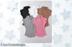 Atrévete a brillar este verano con nuestras camisetas sin mangas de cuello alto, ¡ofertón irresistible! Stock limitado, corre antes que se agoten y luce espectacular