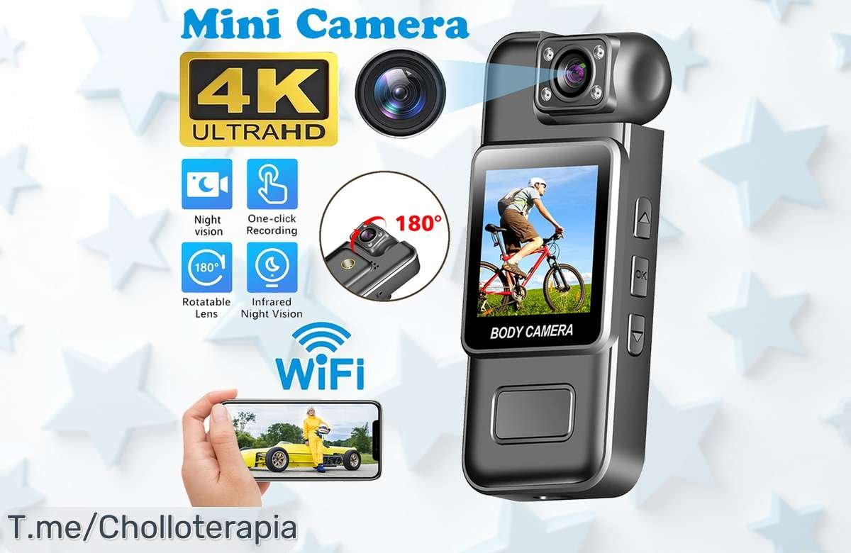 Captura cada momento con la mini cámara Ultra HD 4K en un descuento brutal, visión nocturna y WiFi; ¡aprovéchala ya antes de que se agote esta oferta única!