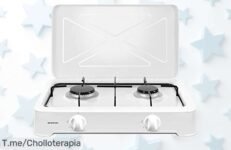 Cocina portátil INFINITON: Prepara tus platos favoritos en cualquier lugar con 2 fuegos, limpieza fácil y un super chollo que no puedes dejar pasar ¡Compra ya antes de que se agote!