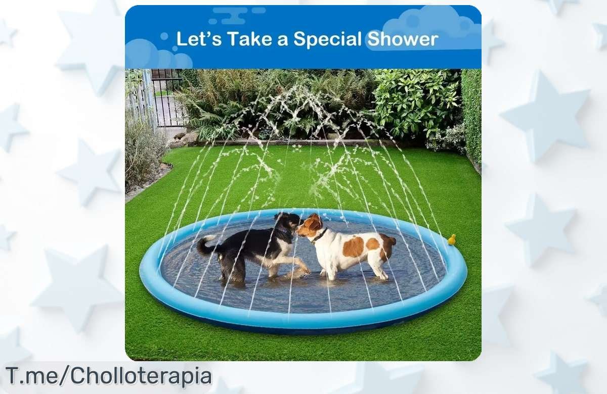 Colchoneta inflable con pulverizador: el super chollo que tu perro adora para refrescarse y jugar. No dejes pasar esta oferta única, ¡compra ya antes de que se agote!