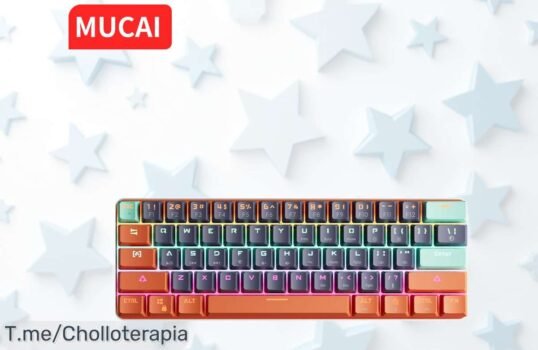 Conquista el juego con el MUCAI: teclado mecánico de luz LED que brilla en cada partida, ¡super chollo disponible solo por tiempo limitado! No te lo pierdas, actúa ya