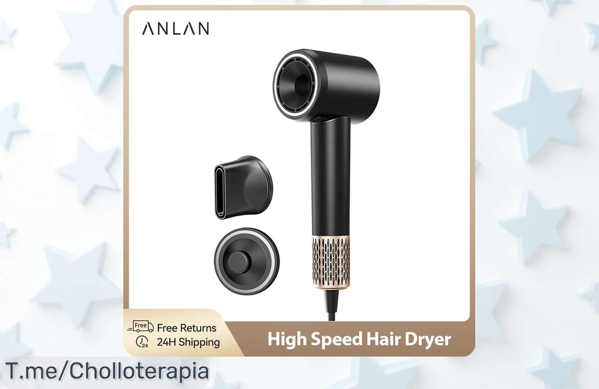 Consigue el secador de pelo ANLAN más potente con 120,000 RPM y beneficios increíbles para tu cabello por un precio loco. ¡Aprovecha este chollazo antes que se agote!