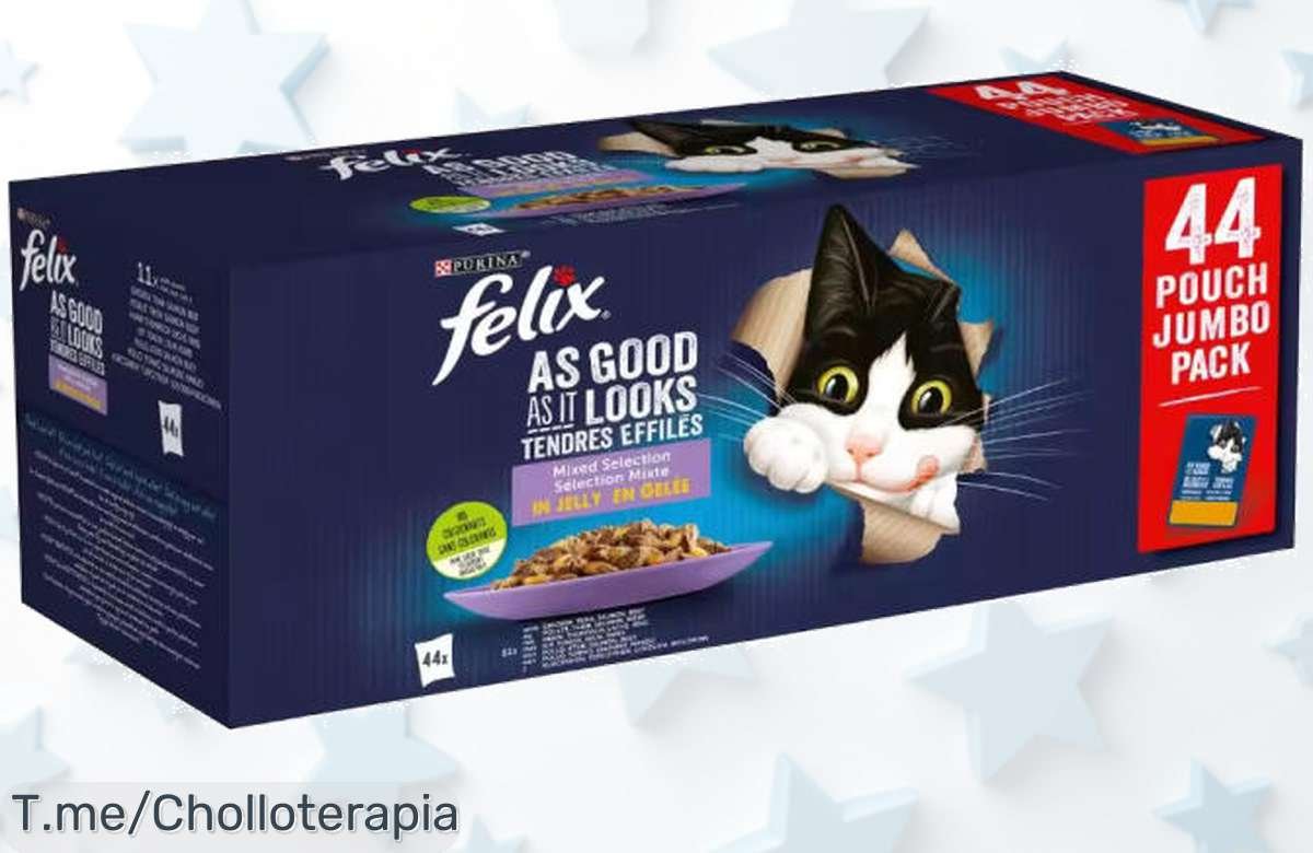 Deléitate con FELIX: 44 gelatinas irresistibles para tus mascotas a un precio loco que no podrás creer. ¡No dejes pasar este super chollo y llévatelo ya antes de que se acabe!