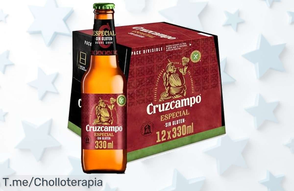 Descubre Cruzcampo Especial Sin Gluten: Sabor afrutado y color rubio en cada sorbo, ¡no te pierdas este super chollo! Haz tu pedido ahora antes de que se agote.