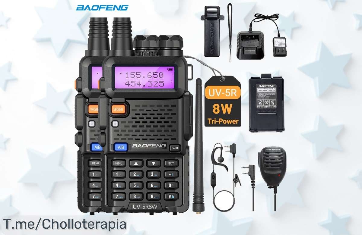 Descubre el Baofeng UV5R 8W, el walkie talkie de tus sueños: comunica a larga distancia con potencia brutal. ¡Aprovecha este super chollo antes que se agote!