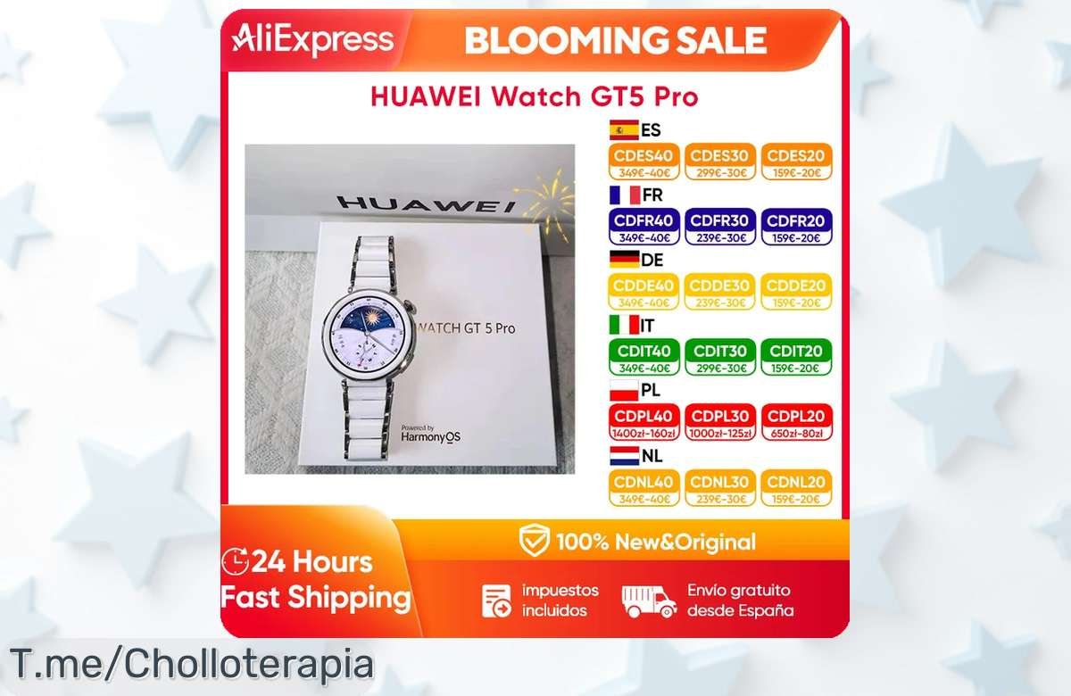 Descubre el HUAWEI Watch GT5 Pro con pantalla HD y batería de 24H, un super chollo que te conecta al futuro. ¡Aprovecha esta oferta única antes de que se agote!
