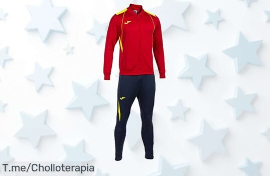 Descubre el Joma Chándal Championship VII en rojo y amarillo, un super chollo que te brinda libertad de movimiento y estilo ¡Aprovecha esta oferta única antes de que se acabe!