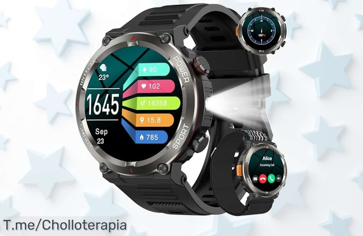 Descubre el Reloj Inteligente W50Pro, ¡un super chollo con linterna y brújula! Controla tu sueño y actividad. Aprovecha el precio loco antes que se agote, ¡actúa ya!