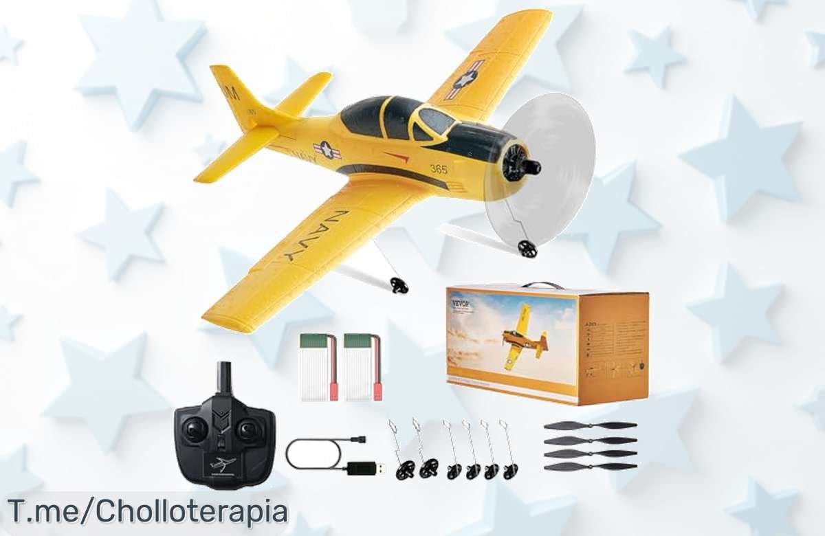 Descubre el VEVOR Avión RC: ¡un super chollo con estabilizador giroscópico para acrobacias de pro! No te pierdas este ofertón limitado, consigue el tuyo y vuela ya.