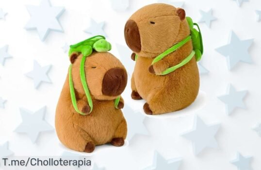 Descubre el capibara peluche con mochila de tortuga, un regalo único y divertido que hará sonreír a todos ¡Aprovecha este super chollo antes de que se agoten!
