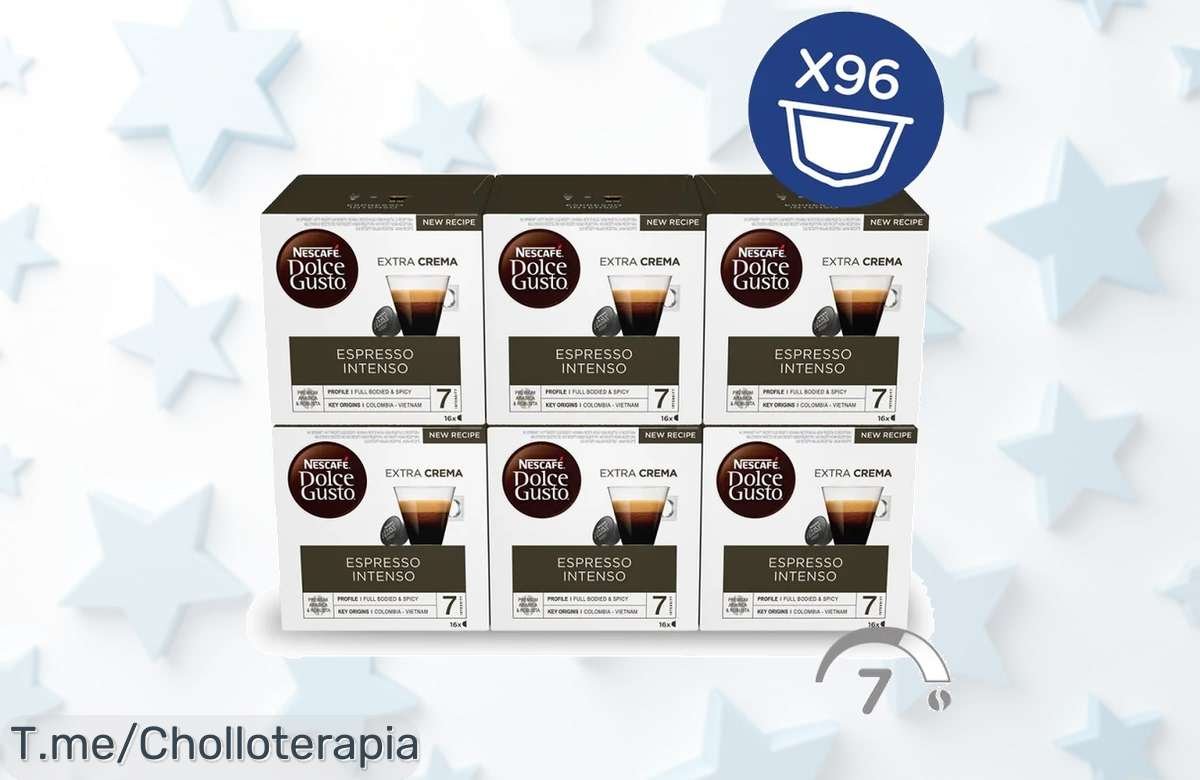 Descubre el chollo del momento: 96 cápsulas de NESCAFÉ Dolce Gusto Espresso Intenso, sabor explosivo a precio de ganga. ¡Apresúrate antes que se agote esta oferta única!