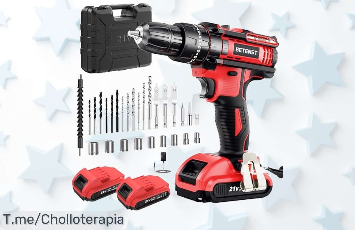 Descubre el chollo del taladro percutor 21V con 25+3 ajustes y 30 accesorios ¡No dejes pasar este ofertón a precio loco, actúa ya antes que se acabe!