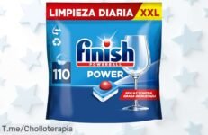 Descubre el ofertón de Finish Powerball: 110 pastillas que derriten manchas difíciles y hacen brillar tu cocina ¡No te quedes sin este precio loco, compra ya!