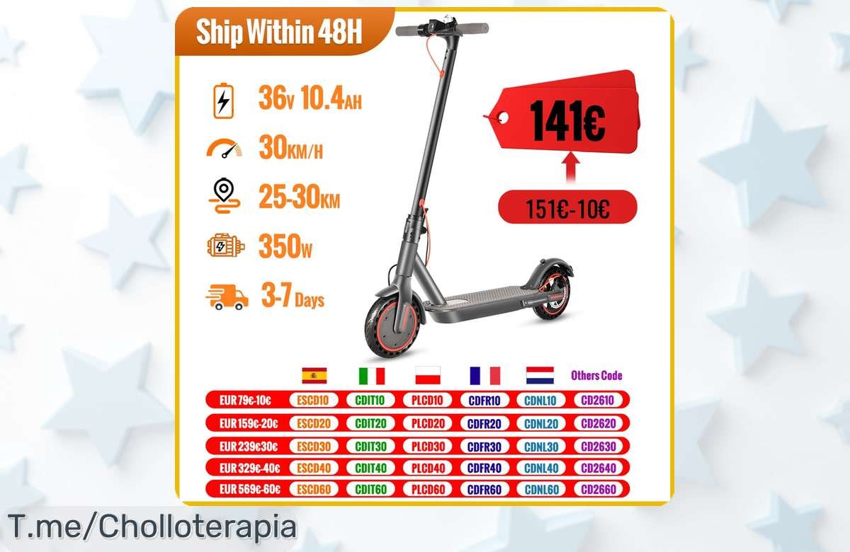 Descubre el patinete eléctrico N7PRO: ligero, con 30 km de autonomía y motor potente. Aprovecha este ofertón increíble a precio de ganga, ¡compra ya antes que se acabe!