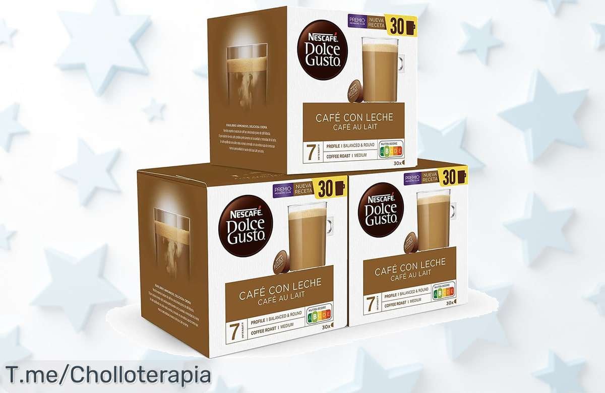 Descubre el sabor del auténtico café con leche con 90 cápsulas de Dolce Gusto a un precio loco, ¡no te pierdas este ofertón que vuela! Consíguelo ya y disfruta cada mañana.