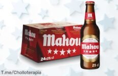 Descubre el sabor irresistible de Mahou 5 Estrellas con un super chollo: ¡24 botellas para tus mejores momentos! No te pierdas este ofertón, compra ya antes que se agote