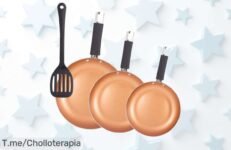 Descubre el set de 3 sartenes San Ignacio Optimum Copper a un precio loco, olvídate de que se pegue la comida y cocina como un chef ¡Oferta limitada, compra ya!