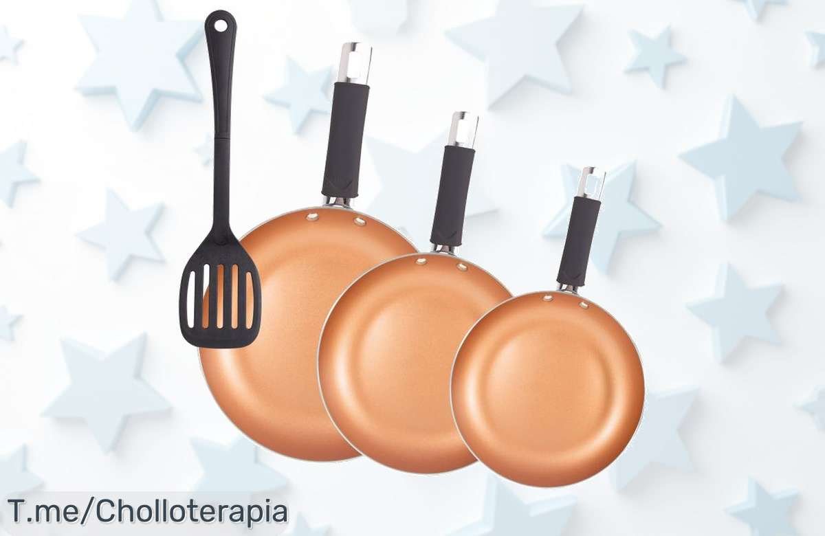 Descubre el set de 3 sartenes San Ignacio Optimum Copper a un precio loco, olvídate de que se pegue la comida y cocina como un chef. ¡Oferta limitada, compra ya!