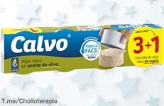 Descubre el super chollo de Calvo Atún Claro en Aceite de Oliva 3+1, alto en proteínas y bajo en calorías ¡Hazte con este ofertón antes que se agote!