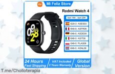 Descubre el super chollo del Reloj Inteligente Xiaomi Redmi Watch 4 con pantalla AMOLED y control de estrés ¡No pierdas esta oferta única, que vuelan estas gangas!