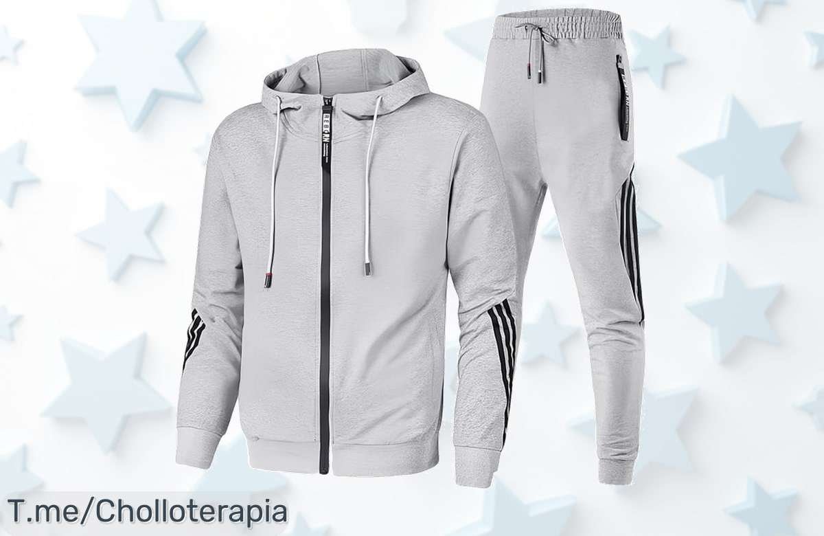 Descubre el traje deportivo informal que cambiará tu look: chaqueta y pantalones cómodos a un precio loco, solo por tiempo limitado ¡No te quedes sin el tuyo!